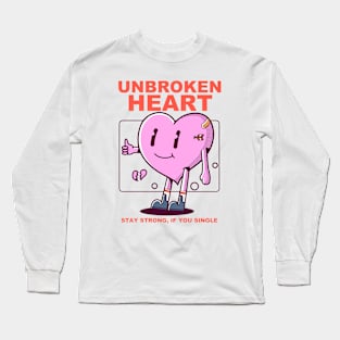 Unbroken Heart, valentine vintage character cartoon Long Sleeve T-Shirt